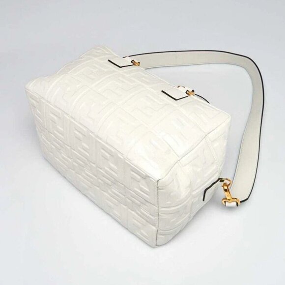 Fendi White Embossed FF Leather Bauletto Piccolo 1974 Bag 8BL141 - Picture 11 of 11